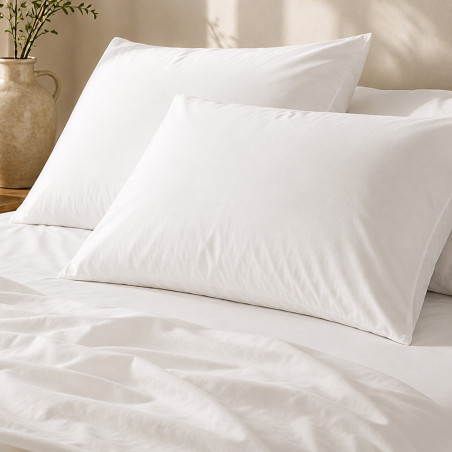 Taies d'oreiller percale 80 fils coton peigné x2 | Faitonlit