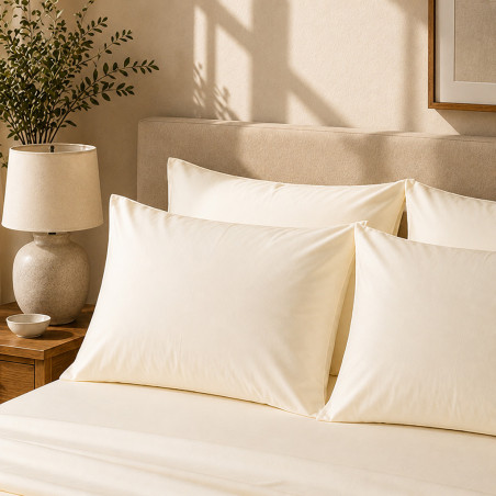 Taies d'oreiller percale 80 fils coton peigné x2 | Faitonlit