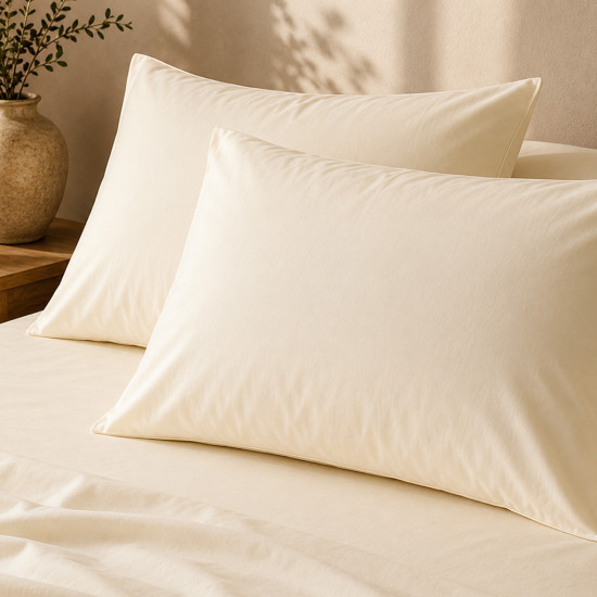 Taies d'oreiller percale 80 fils coton peigné x2 | Faitonlit