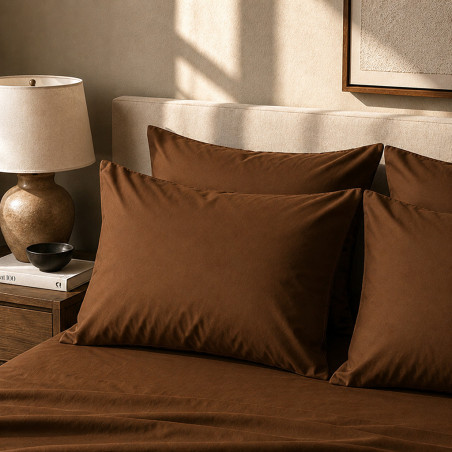 Taies d'oreiller percale 80 fils coton peigné x2 | Faitonlit