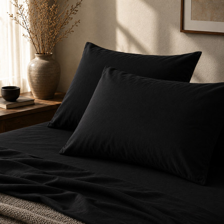 Taies d'oreiller percale 80 fils coton peigné x2 | Faitonlit