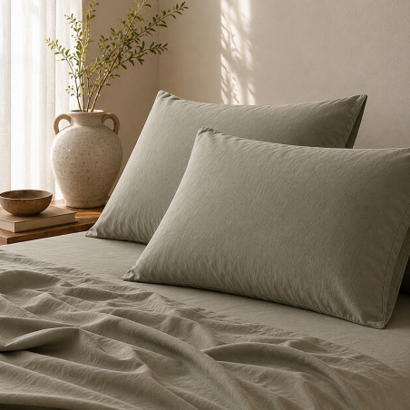 Taies d'oreiller percale 80 fils coton peigné x2 | Faitonlit