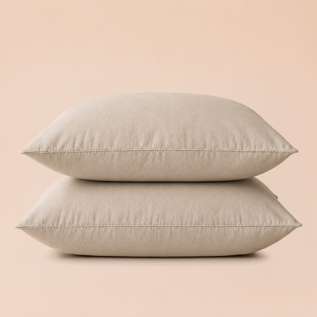Taies d'oreiller percale 80 fils coton peigné x2 | Faitonlit