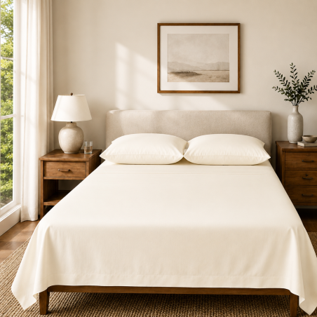 Drap plat satin de coton 200 fils premium | Faitonlit