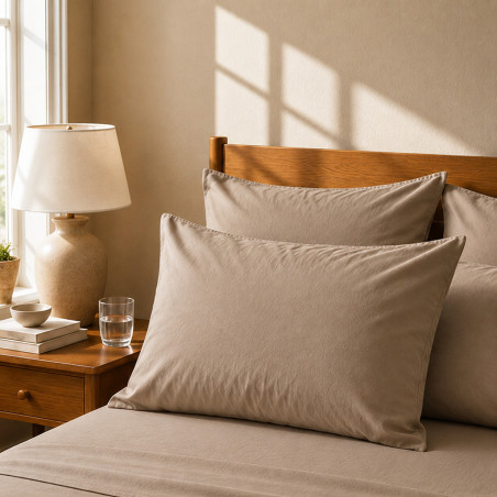 Taies d'oreiller satin de coton 200 fils x2 | Faitonlit