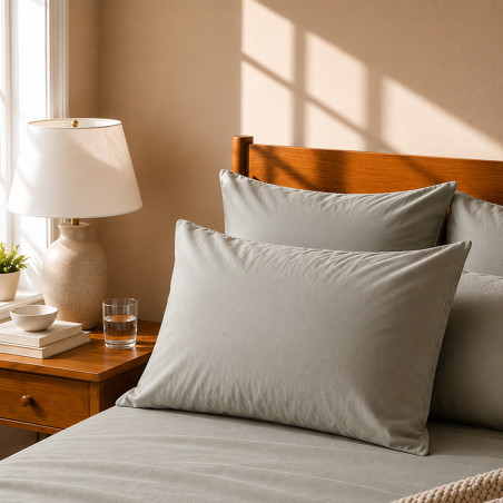 Taies d'oreiller satin de coton 200 fils x2 | Faitonlit