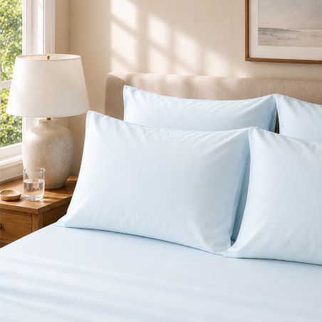 Taies d'oreiller percale 80 fils coton peigné x2 | Faitonlit